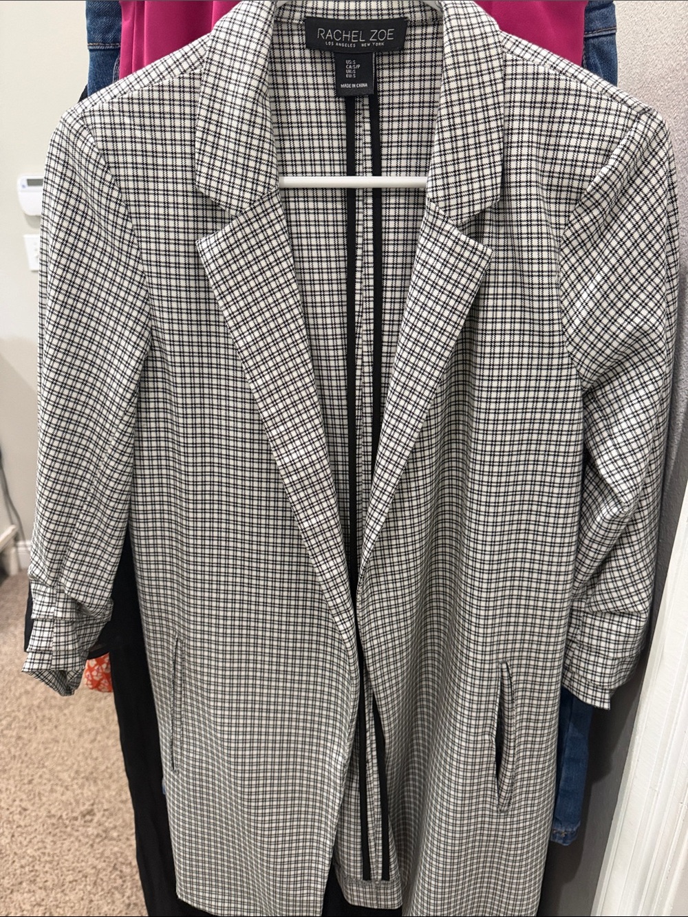 Rachel Zoe Black and White Checked Blazer Coat